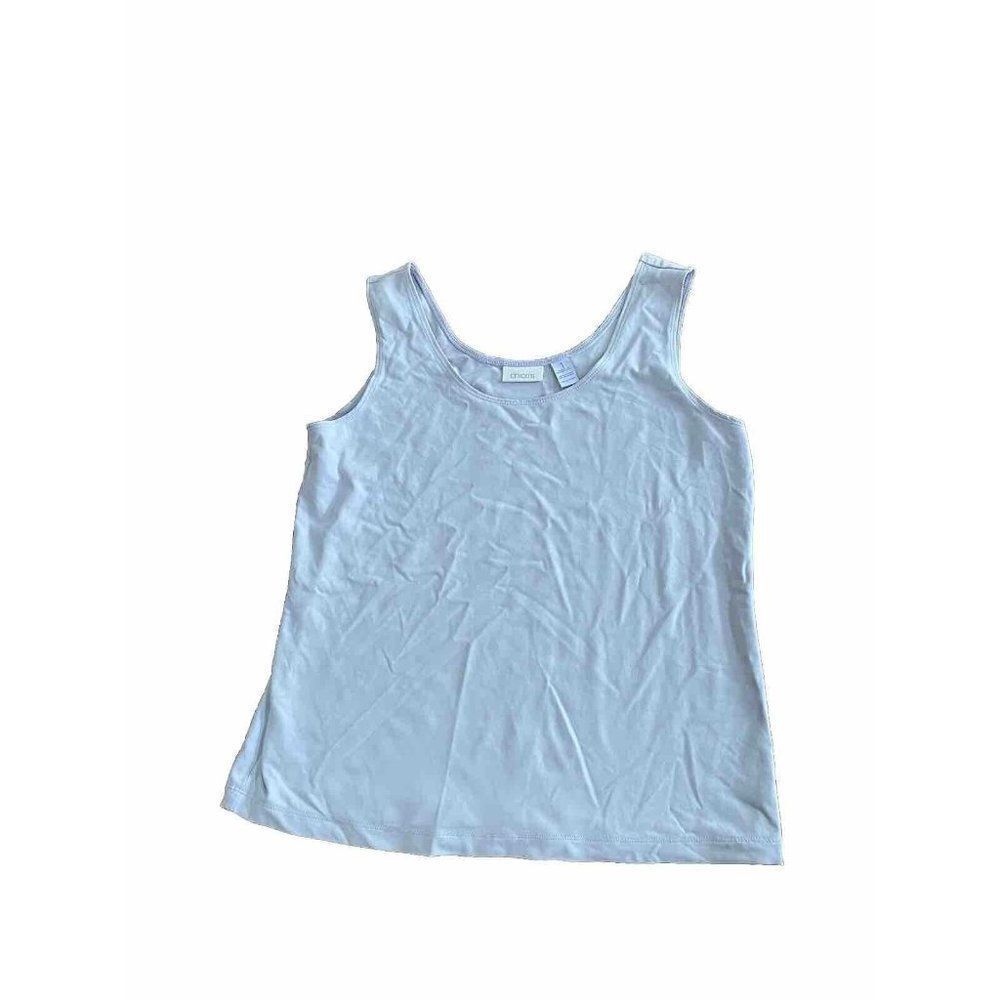 Chico’s Tank Top Grey Lilac Stretch Scoop Neck Size 1 / Medium